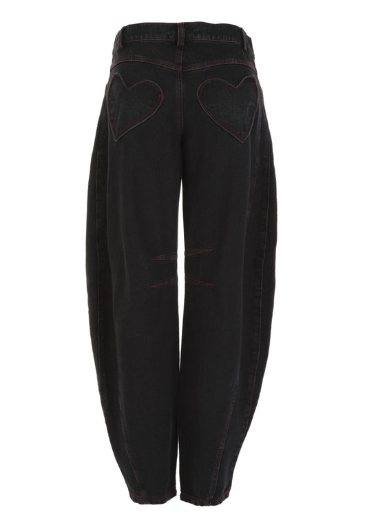 Two Hearts Barrel Pants Black