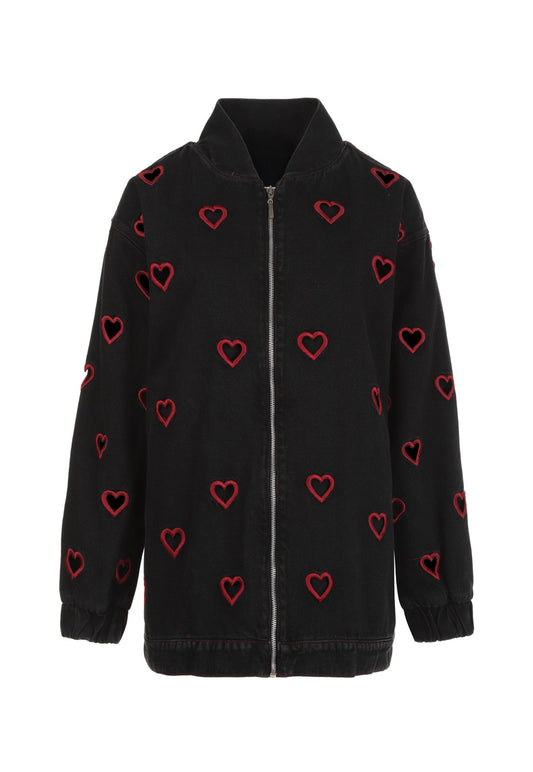 Bomber Hearts Jacket Black