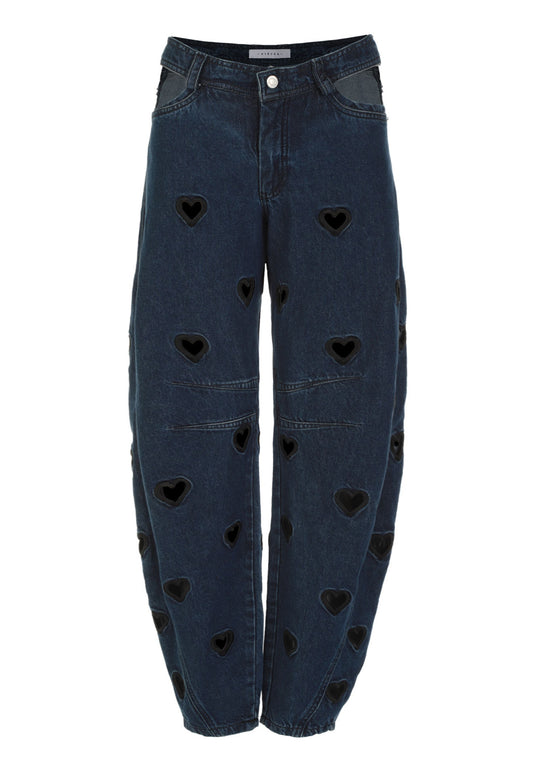 Mini Hearts Barrel Pants Blue