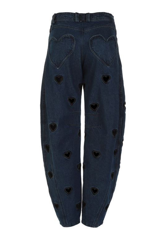 Mini Hearts Barrel Pants Blue