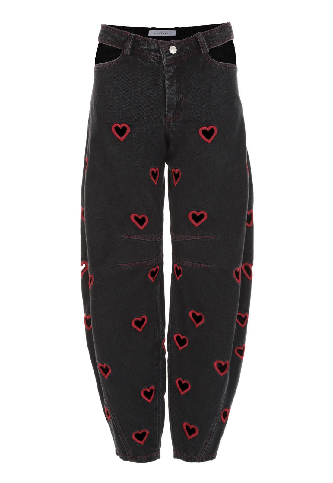Mini Hearts Barrel Pants Black