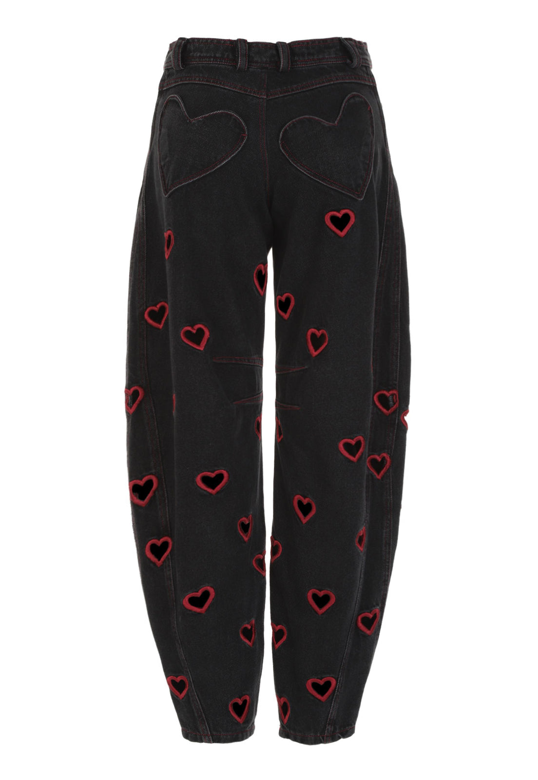 Mini Hearts Barrel Pants Black