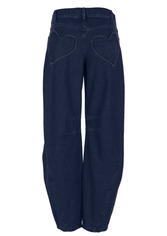 Two Hearts Barrel Pants Blue