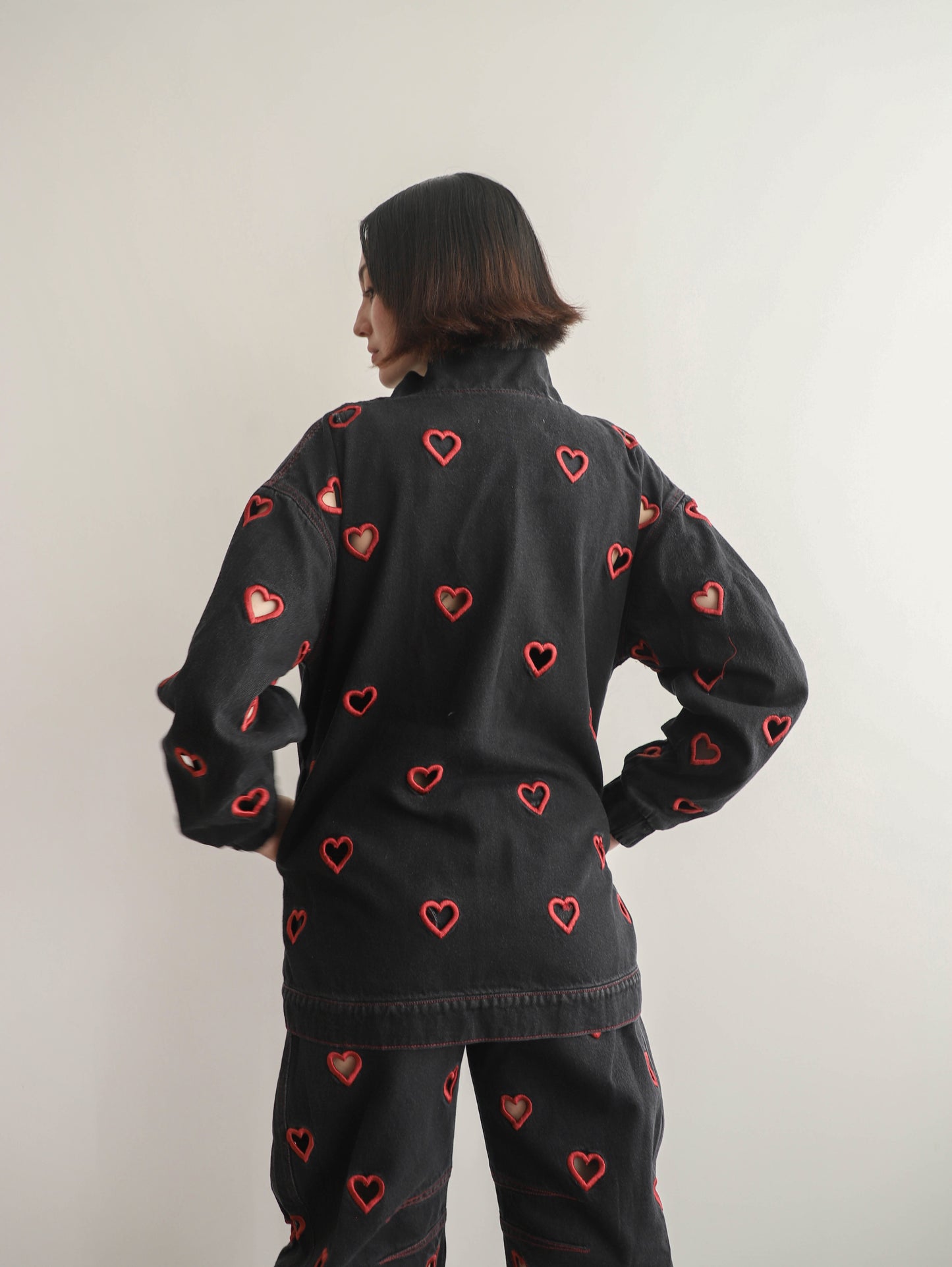 Bomber Hearts Jacket Black