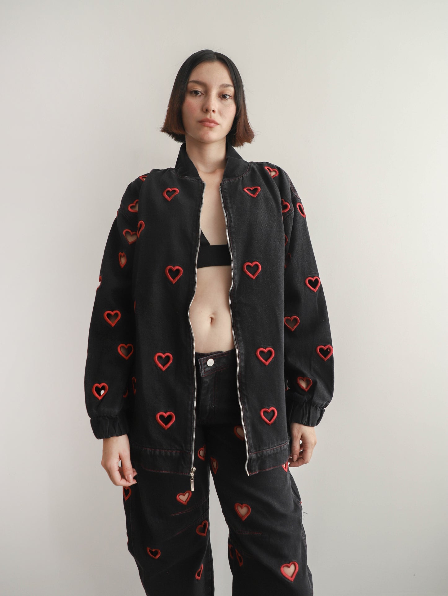 Bomber Hearts Jacket Black