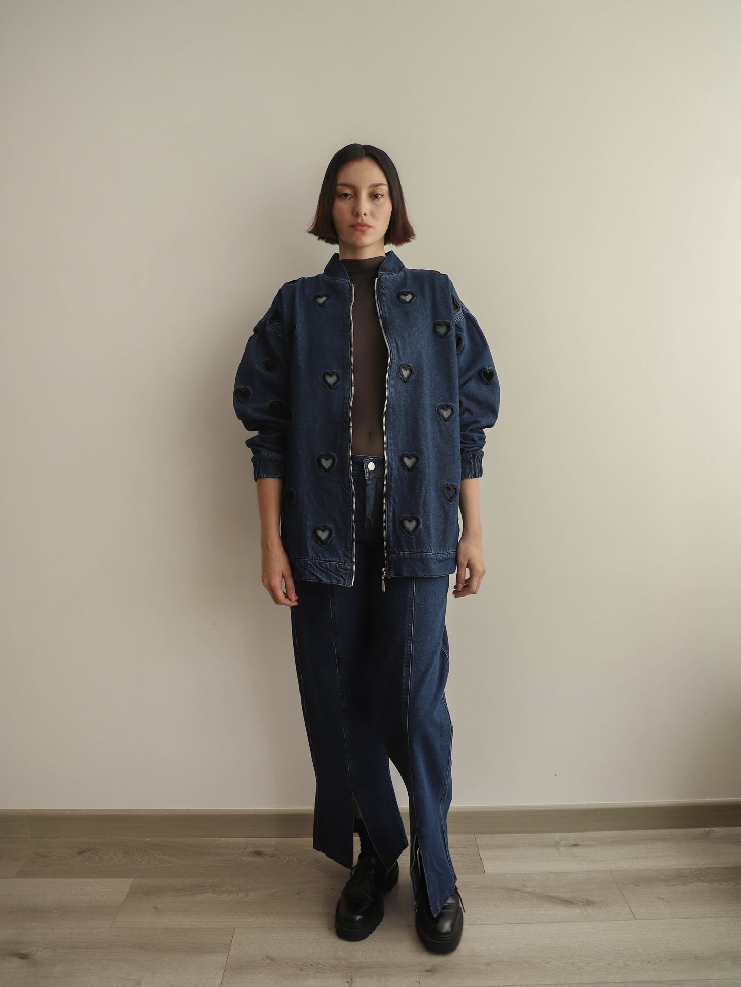Bomber Hearts Jacket Blue